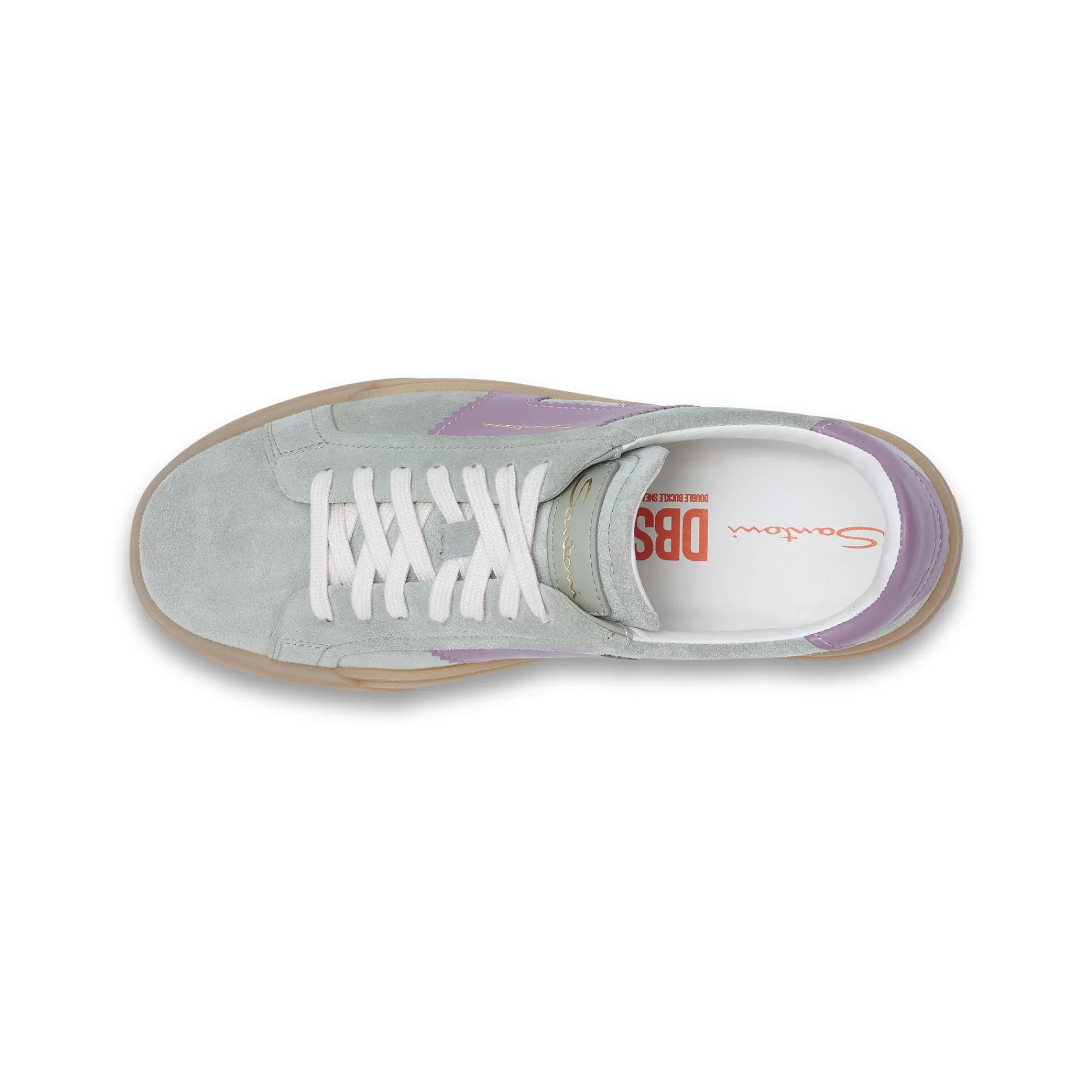 Shop Double buckle sneaker da donna in suede e pelle verde e viola Vedi tutte le calzature | Sneakers