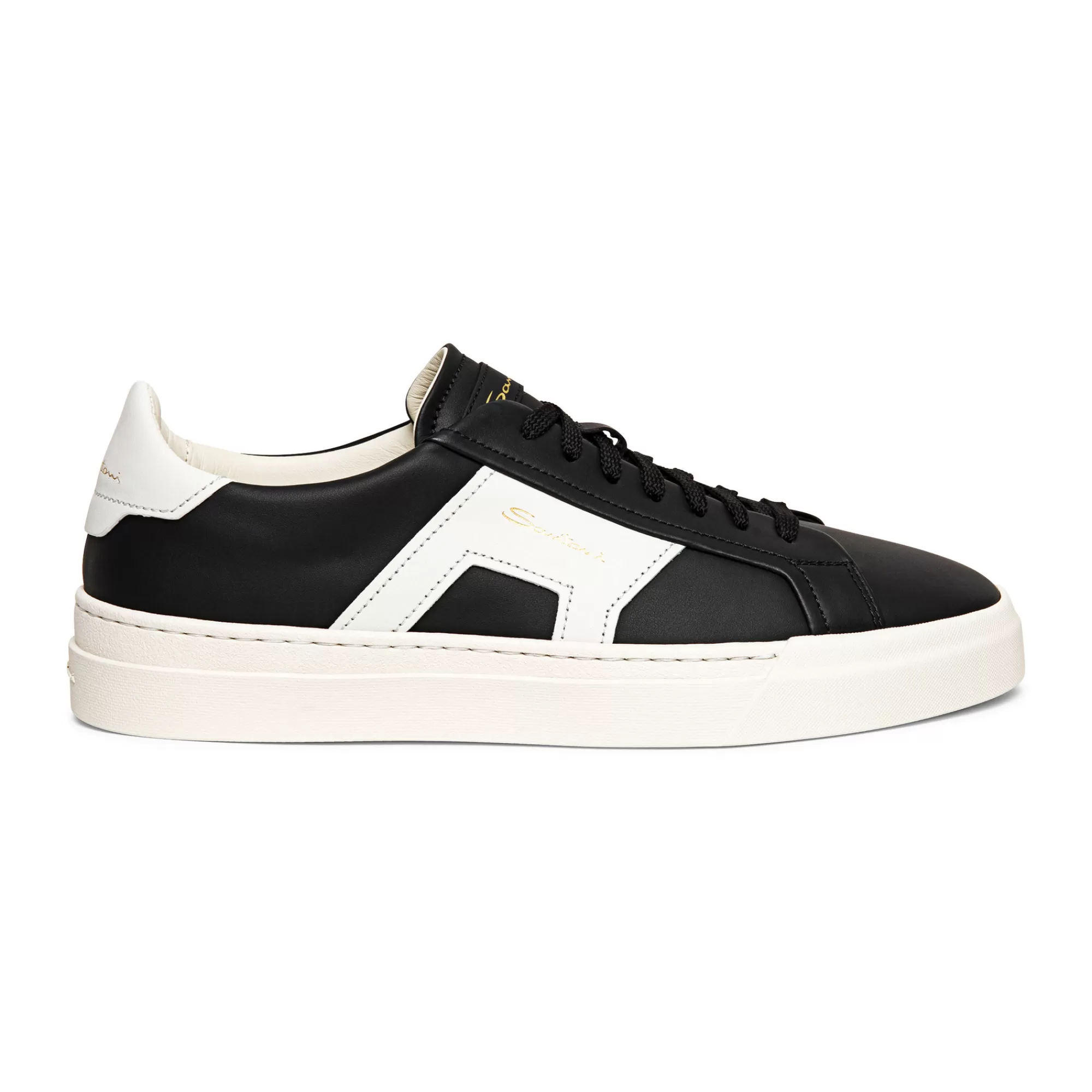 Best Sale Double buckle sneaker da uomo in pelle bianca e nera Vedi tutte le calzature | Sneakers